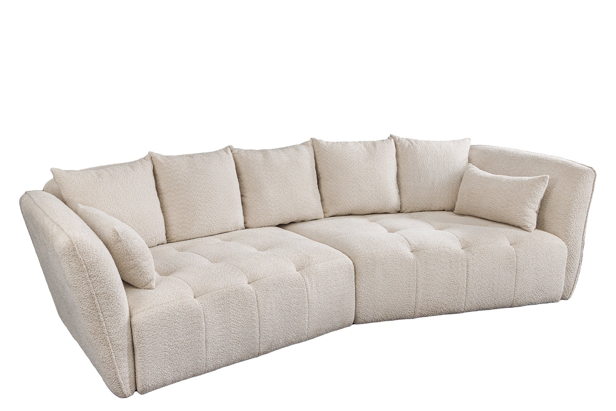 Invicta Interior Sofa ROYAL 295cm XL spring kern afneembare hoes bouclé champagne beige - 44336