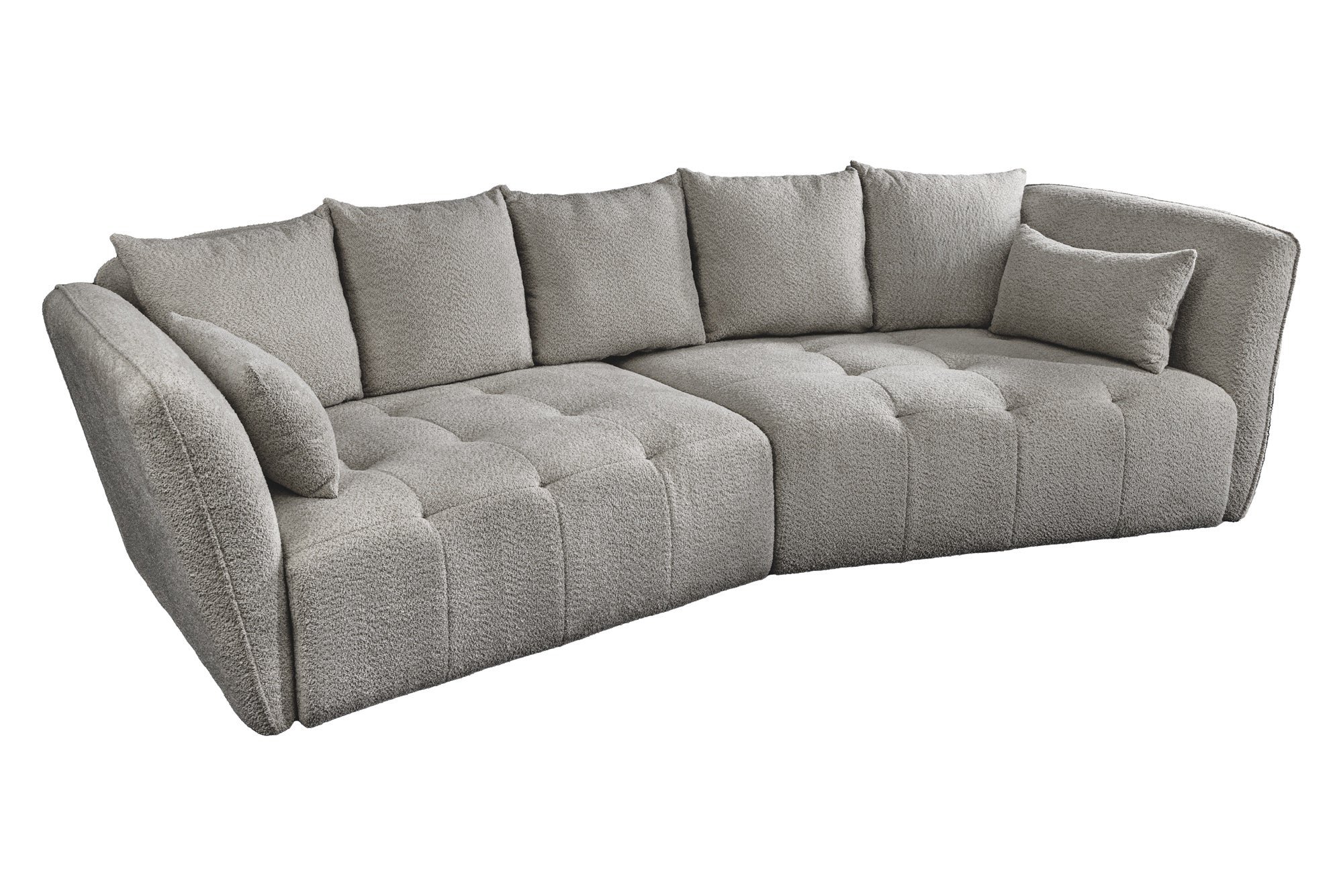 Invicta Interior Bank ROYAL 295cm XL spring kern afneembare hoes bouclé grijs - 44542