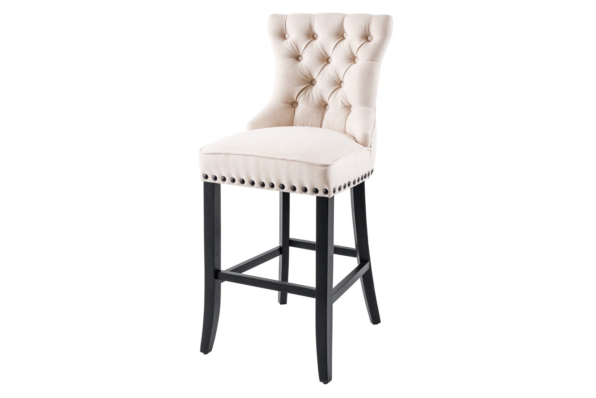 Invicta Interior Barstoel CASTLE 74cm structuurstof beige in chesterfield-stijl - 43217