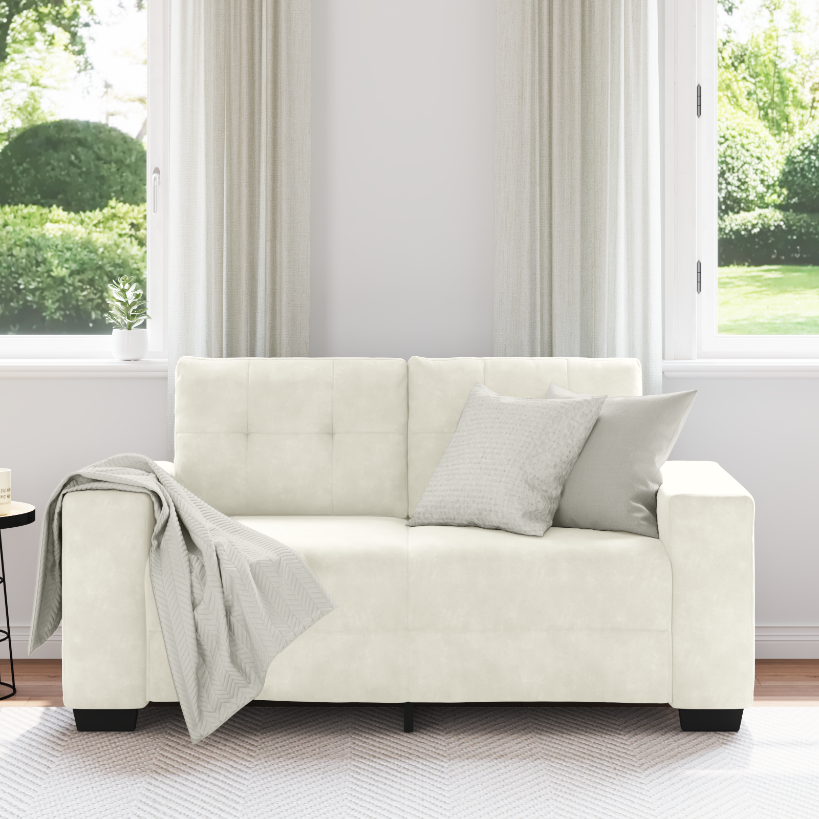vidaXL Loveseat 120 cm fluweel crèmekleurig