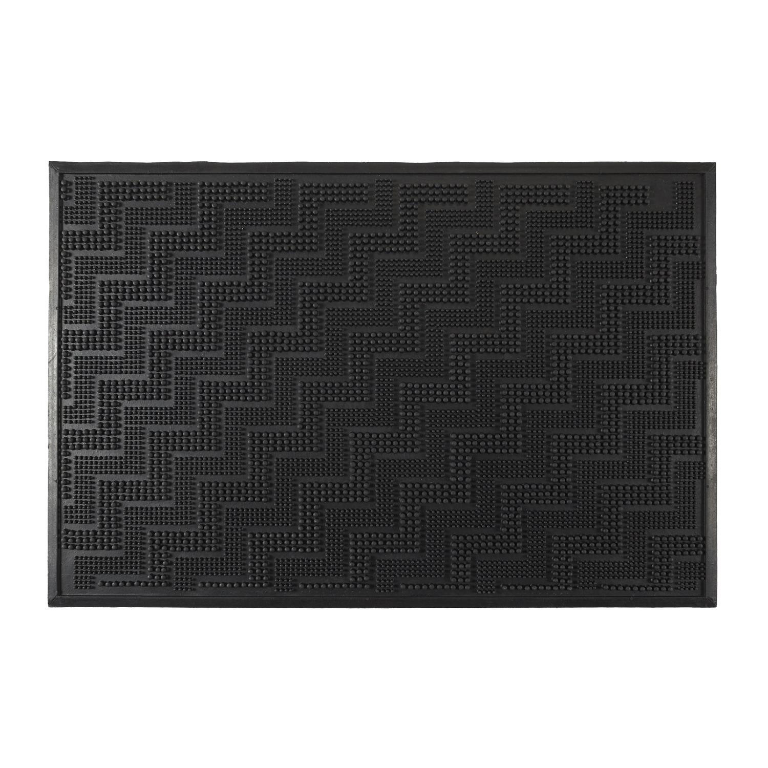 Home Deco Factory Deurmat - anti slip - rubber - zwart - x 60 cm - schoonloopmat - met reli℃f -