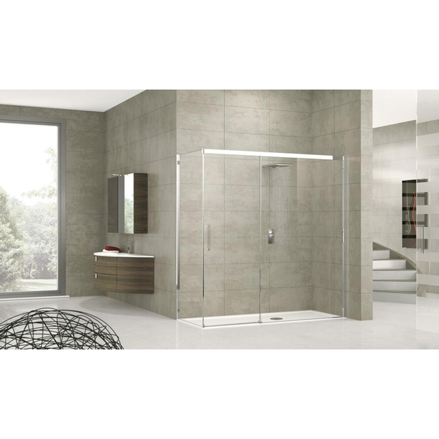 Novellini Rose PH schuifdeur voor vaste wand 117/120x200cm deur schuift naar rechts chroom profiel en helder glas roseph117d-1k