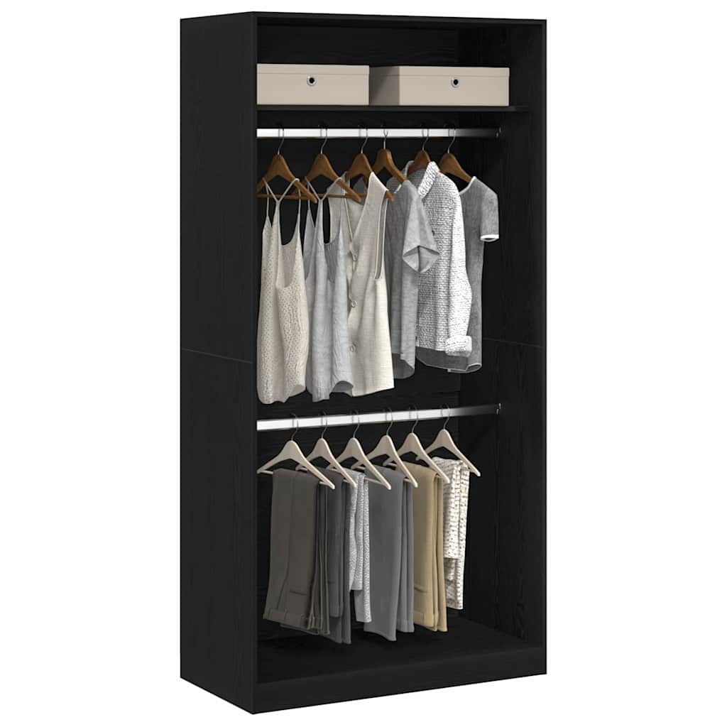 vidaXL Zwarte Eiken Kast - 100 x 50 x 200 cm, van geëngiseerd hout