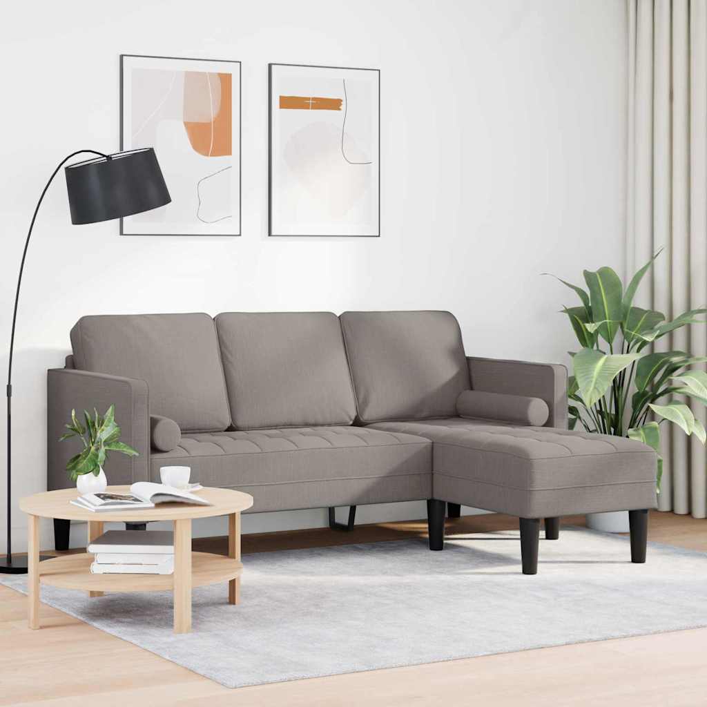 vidaXL Bank 3-zits L-vormig 160 cm stof taupe