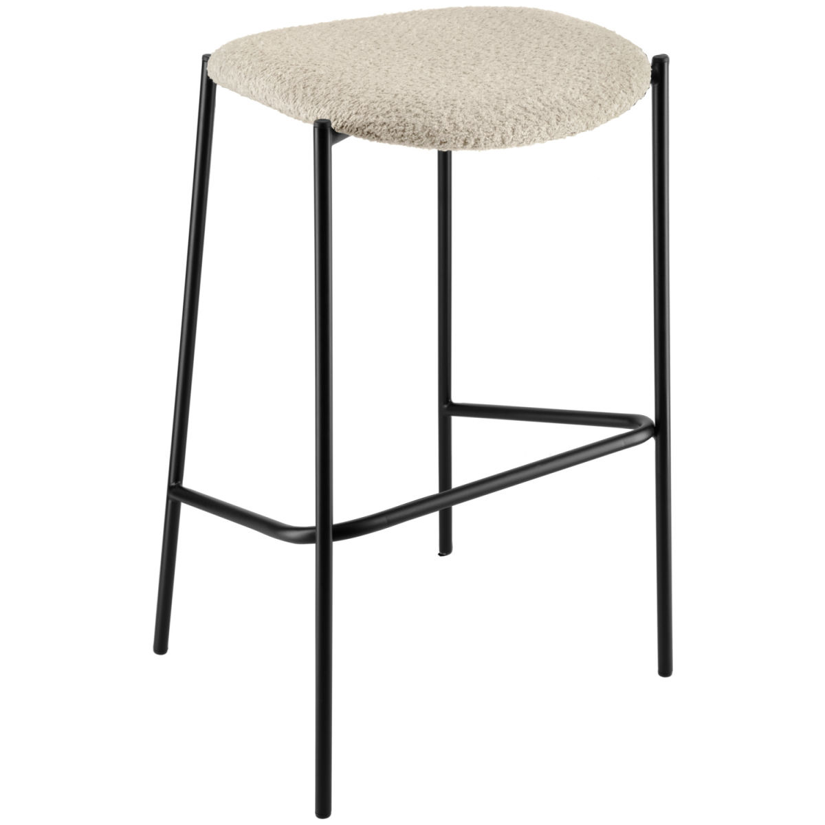 Vega Barkruk Lindo Bouclé; 53x43.5x81 cm (BxDxH); zitting beige, frame zwart