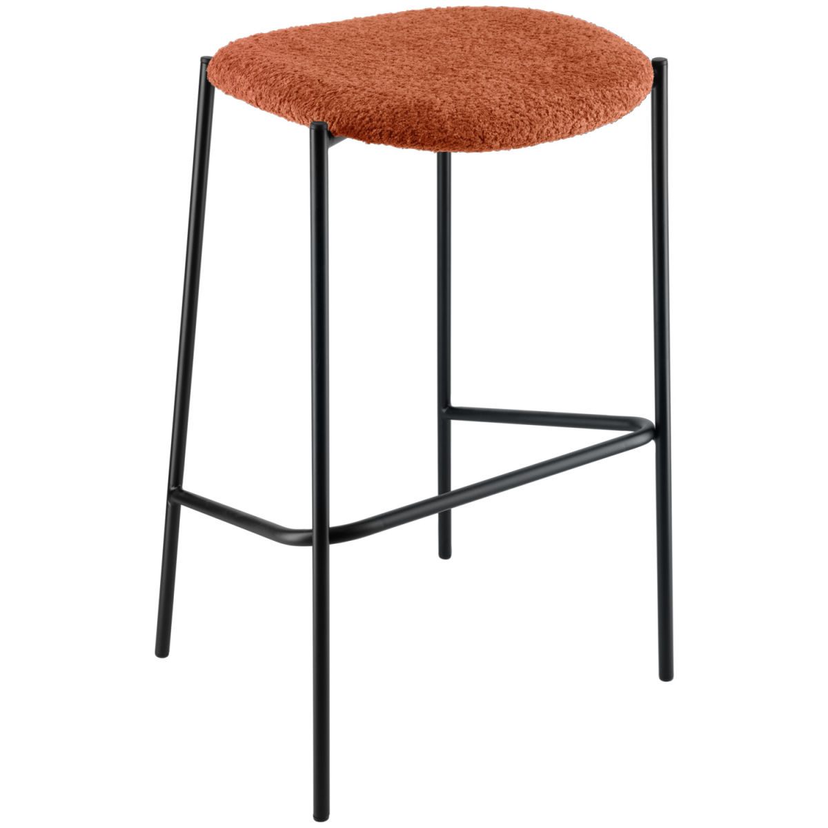 Vega Barkruk Lindo Bouclé; 53x43.5x81 cm (BxDxH); zitting terracotta, frame zwart