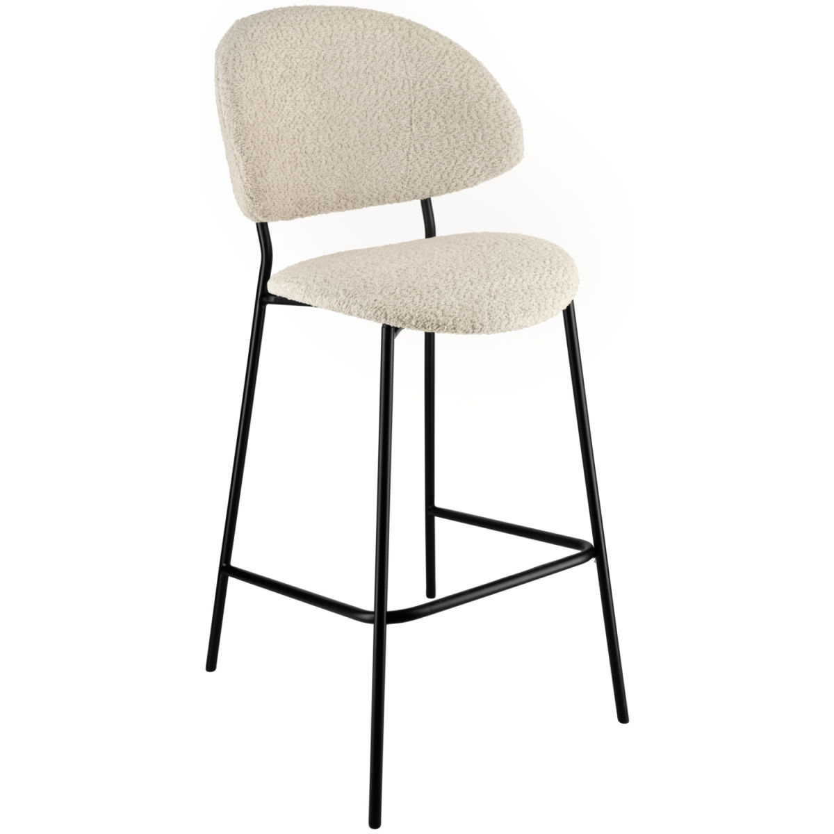Vega Barkruk Lindo Bouclé; 50.5x54.5x110 cm (BxDxH); zitting beige, frame zwart