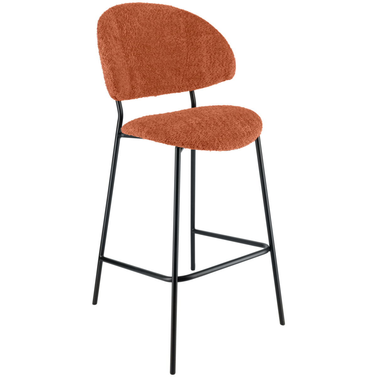 Vega Barkruk Lindo Bouclé; 50.5x54.5x110 cm (BxDxH); zitting terracotta, frame zwart