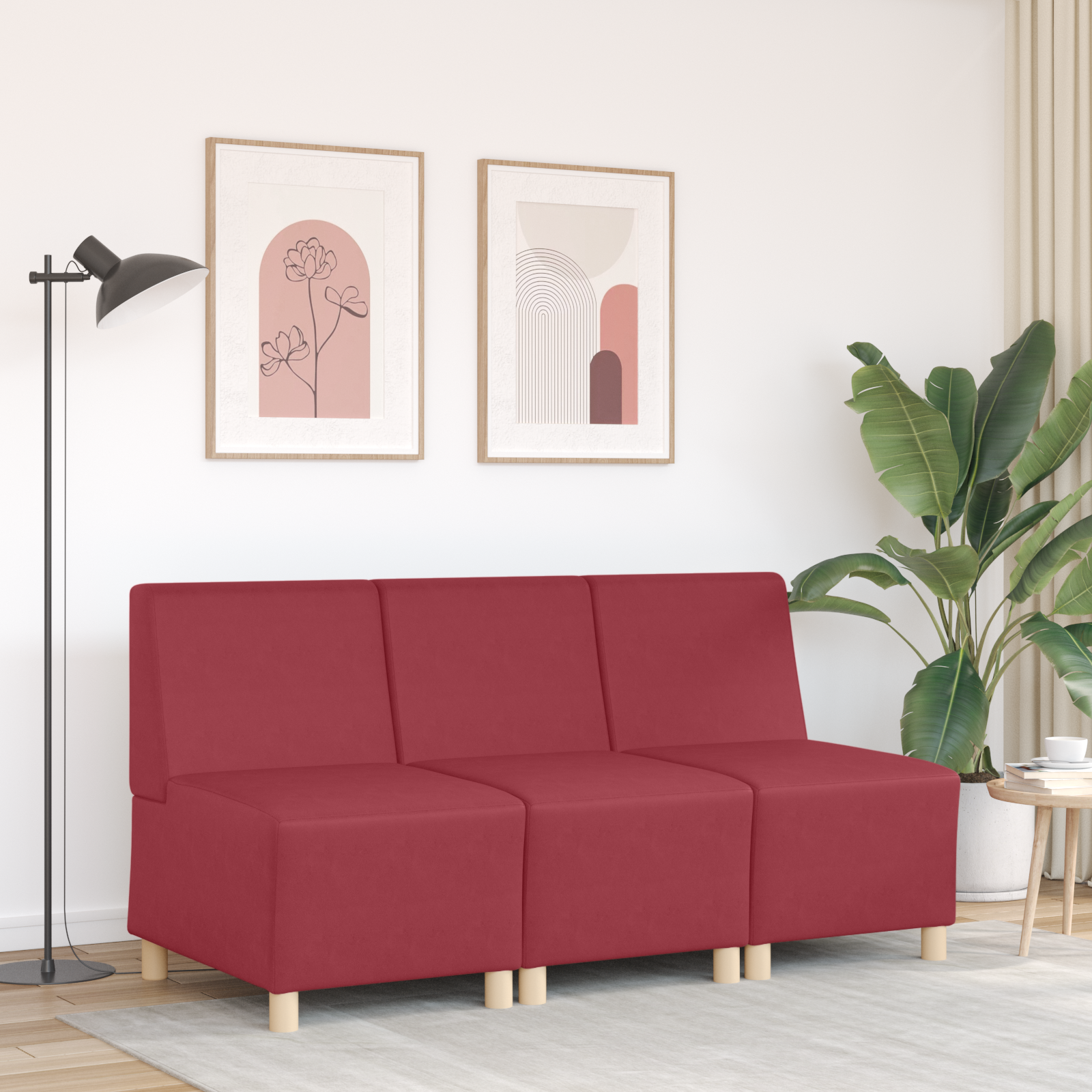 vidaXL Modulaire Bankeenheid Armlos Wijnrood 55 x 74 x 82 cm Kunstleer