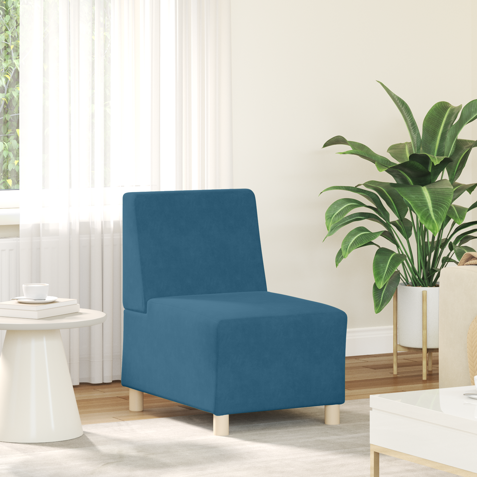 vidaXL Modulaire Bankeenheid Armlos 2 pcs Blauw 55 x 74 x 82 cm