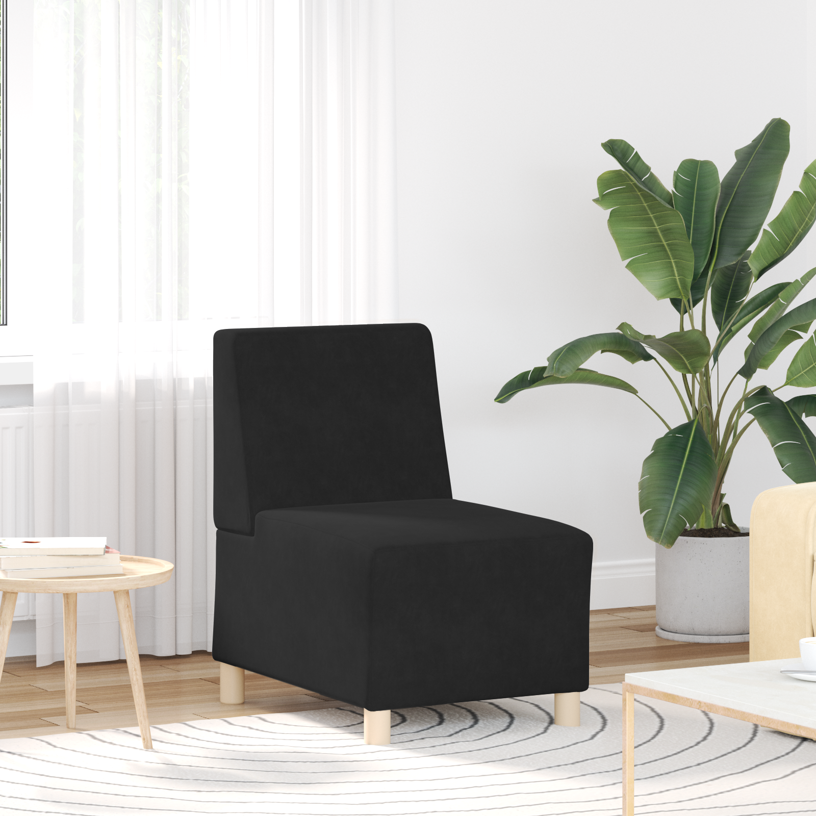 vidaXL Modulaire Bankeenheid Armlos 2 pcs Zwart 55 x 74 x 82 cm