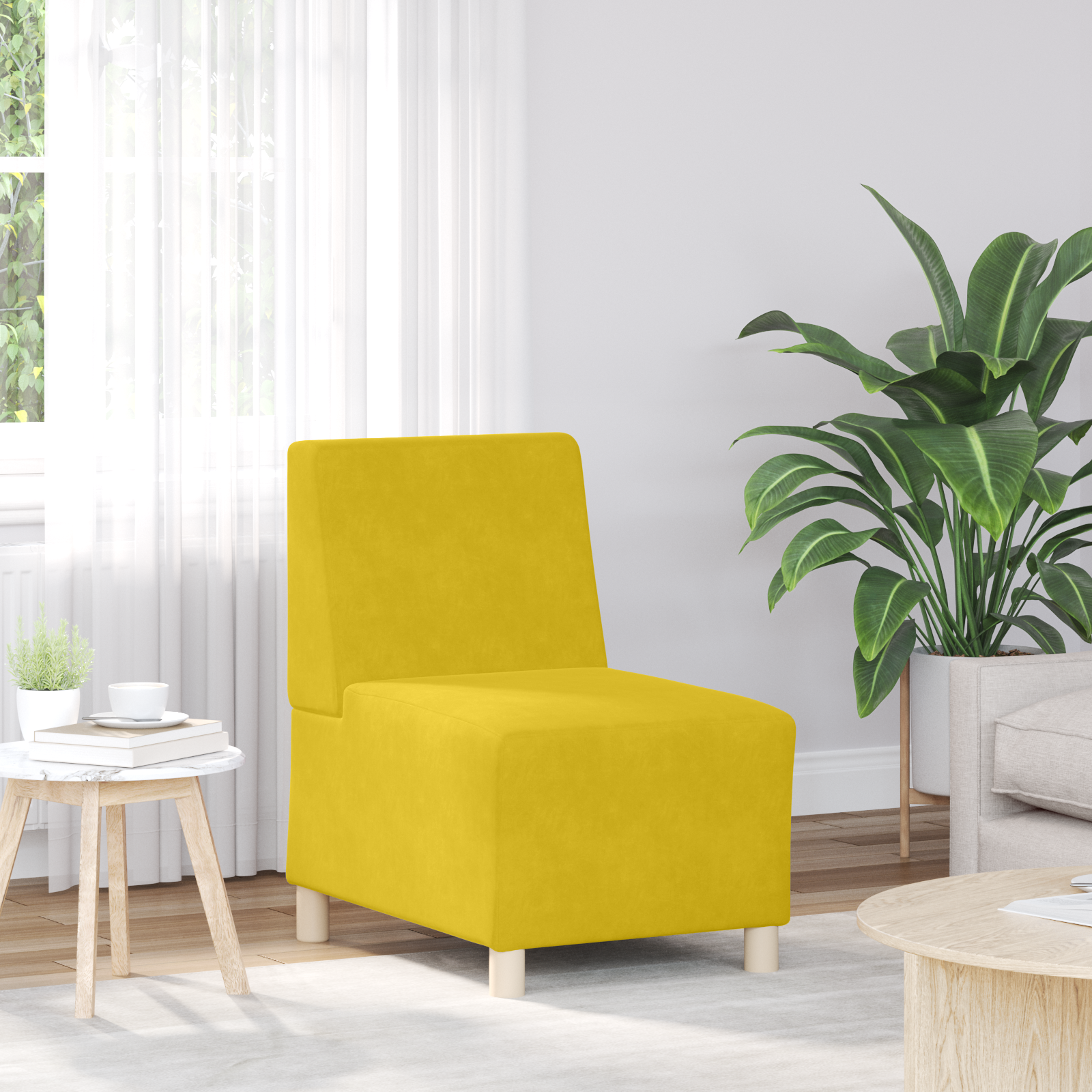 vidaXL Modulaire Bankeenheid Armlos 2 pcs Geel 55 x 74 x 82 cm Fluweel