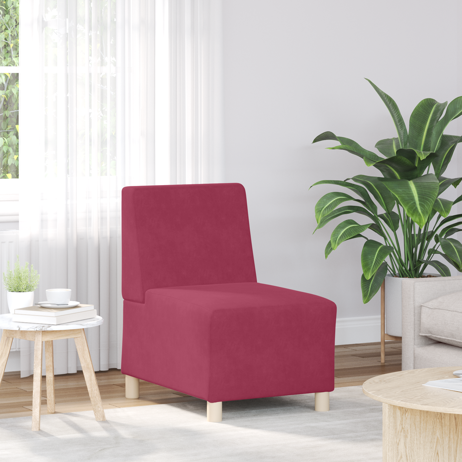 vidaXL Modulaire Bankeenheid Armlos 2 pcs Wijnrood 55 x 74 x 82 cm