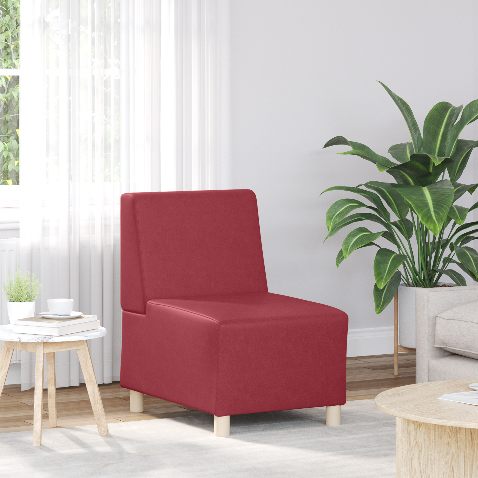 vidaXL Modulaire Bankeenheid Armlos 2 pcs Wijnrood 55 x 74 x 82 cm
