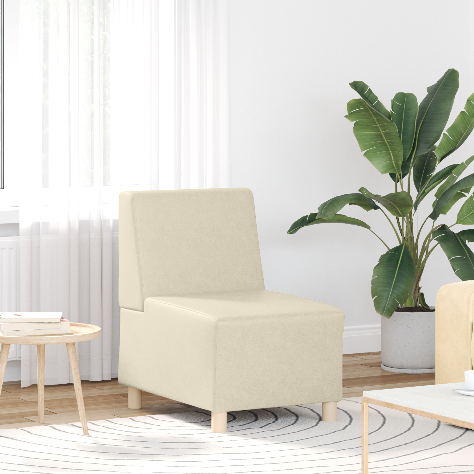vidaXL Modulaire Bankeenheid Armlos 2 pcs Crème 55 x 74 x 82 cm