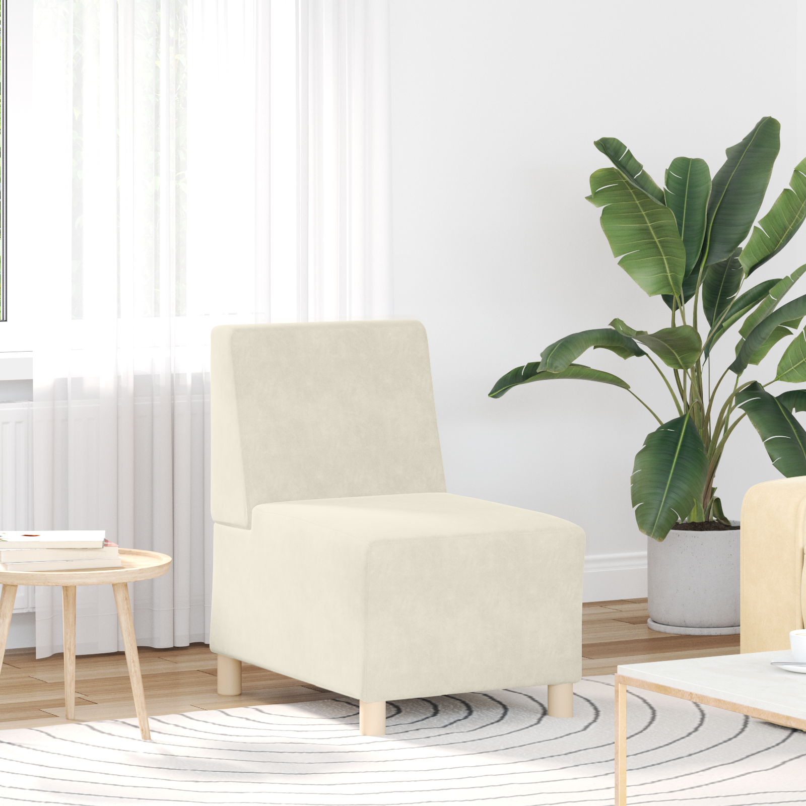 vidaXL Modulaire Bankeenheid Armlos 3 pcs Crème 55 x 74 x 82 cm