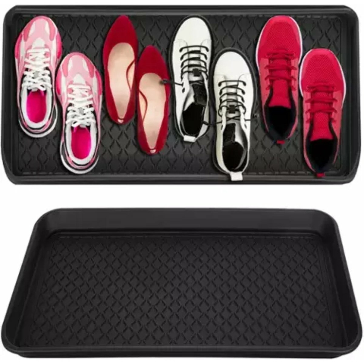 Ruhhy Schoenen druppelbak - zwart - kunststof - 75,5 x x 3 cm - druipmat schoenen -