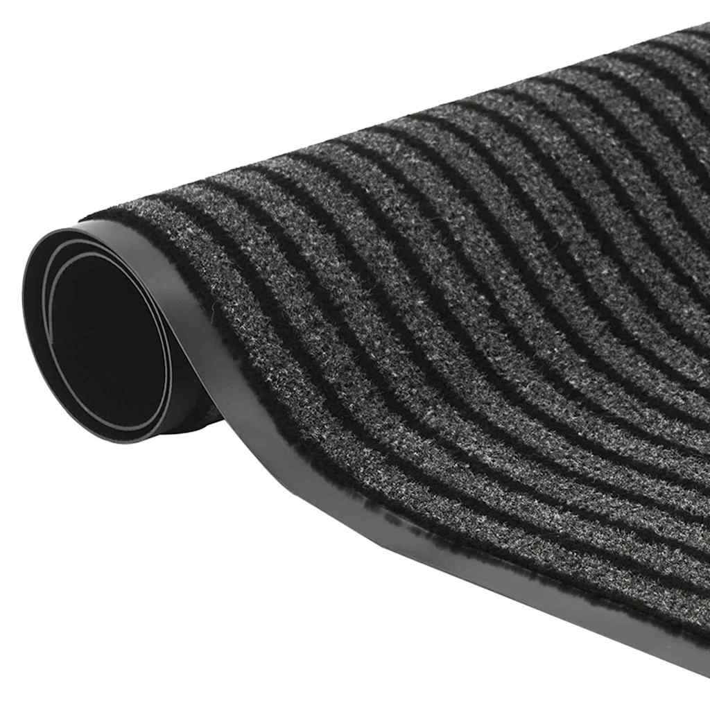 vidaXL Deurmat Striped Zwart, Grijs 40 x 60 cm Polypropyleen, PVC
