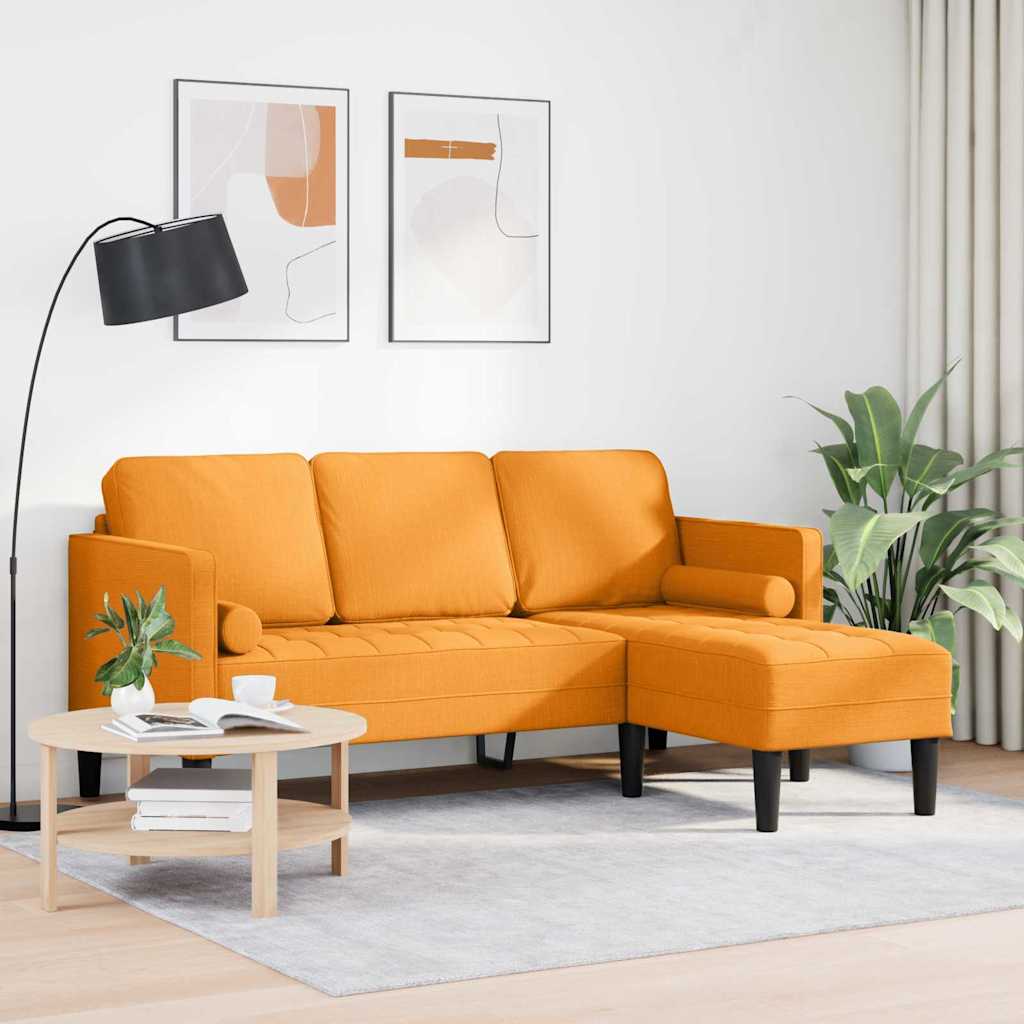 vidaXL Bank 3-zits L-vormig 160 cm stof donkergeel