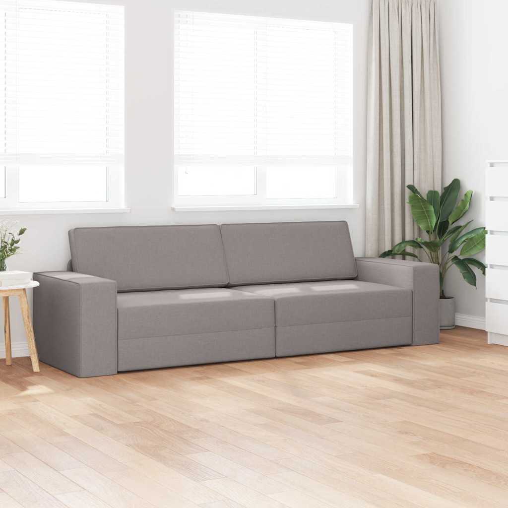 vidaXL Vloervouwbed 2-in-1 Taupe 245x150x60.5 cm Stof