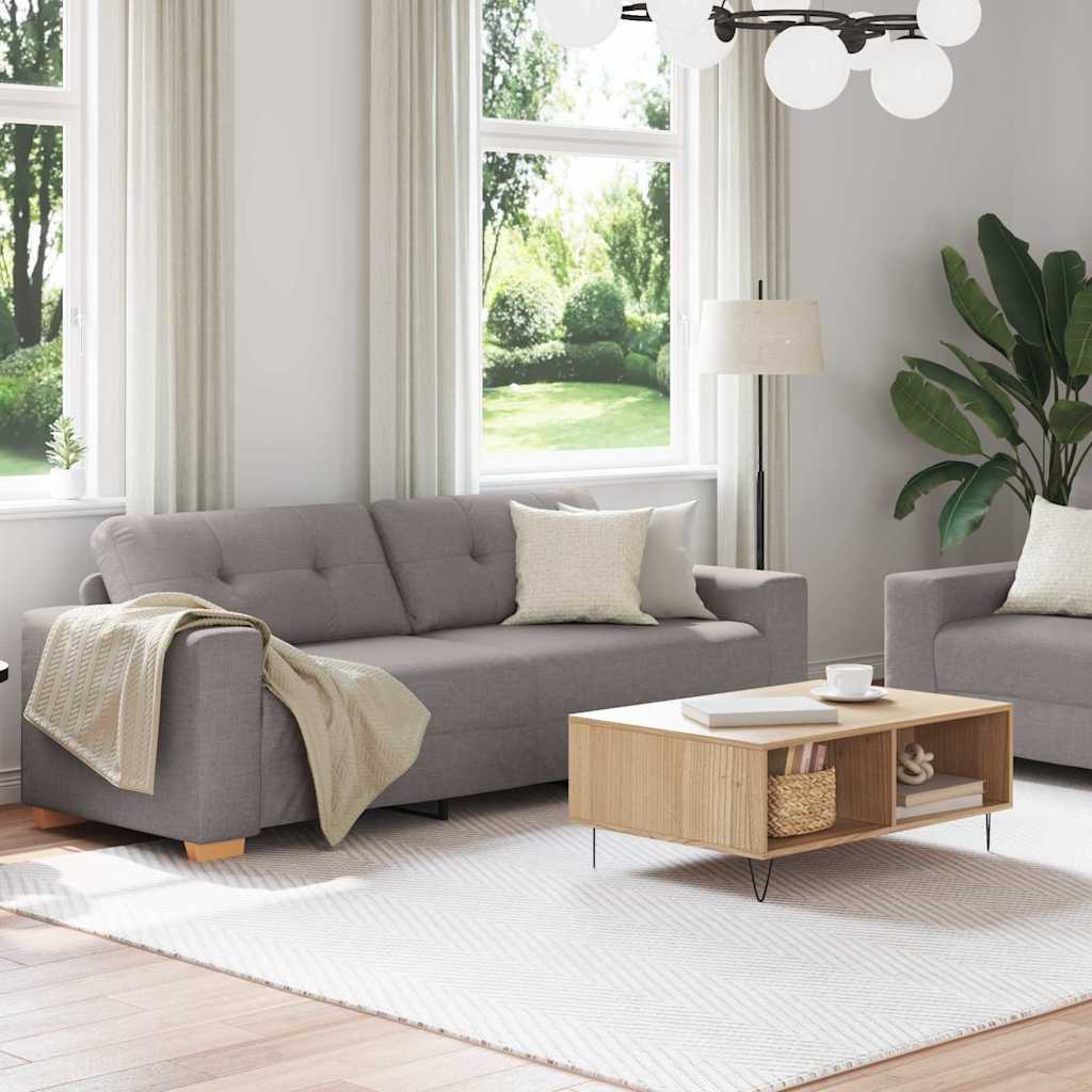 vidaXL Bankstel met kussen 2 pcs Taupe 221 x 78 x 80 cm Stof