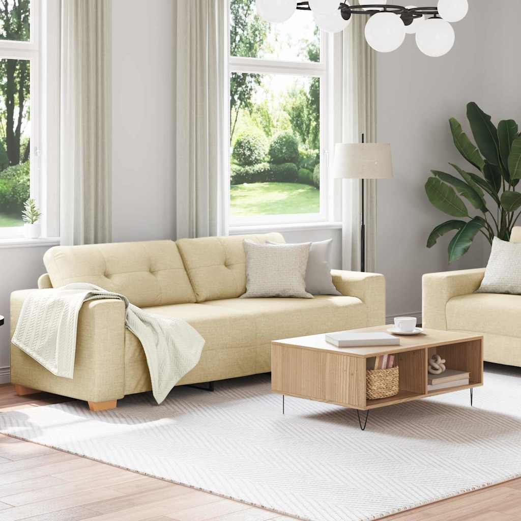 vidaXL Bankstel met kussen 2 pcs Crème 221 x 78 x 80 cm Stof