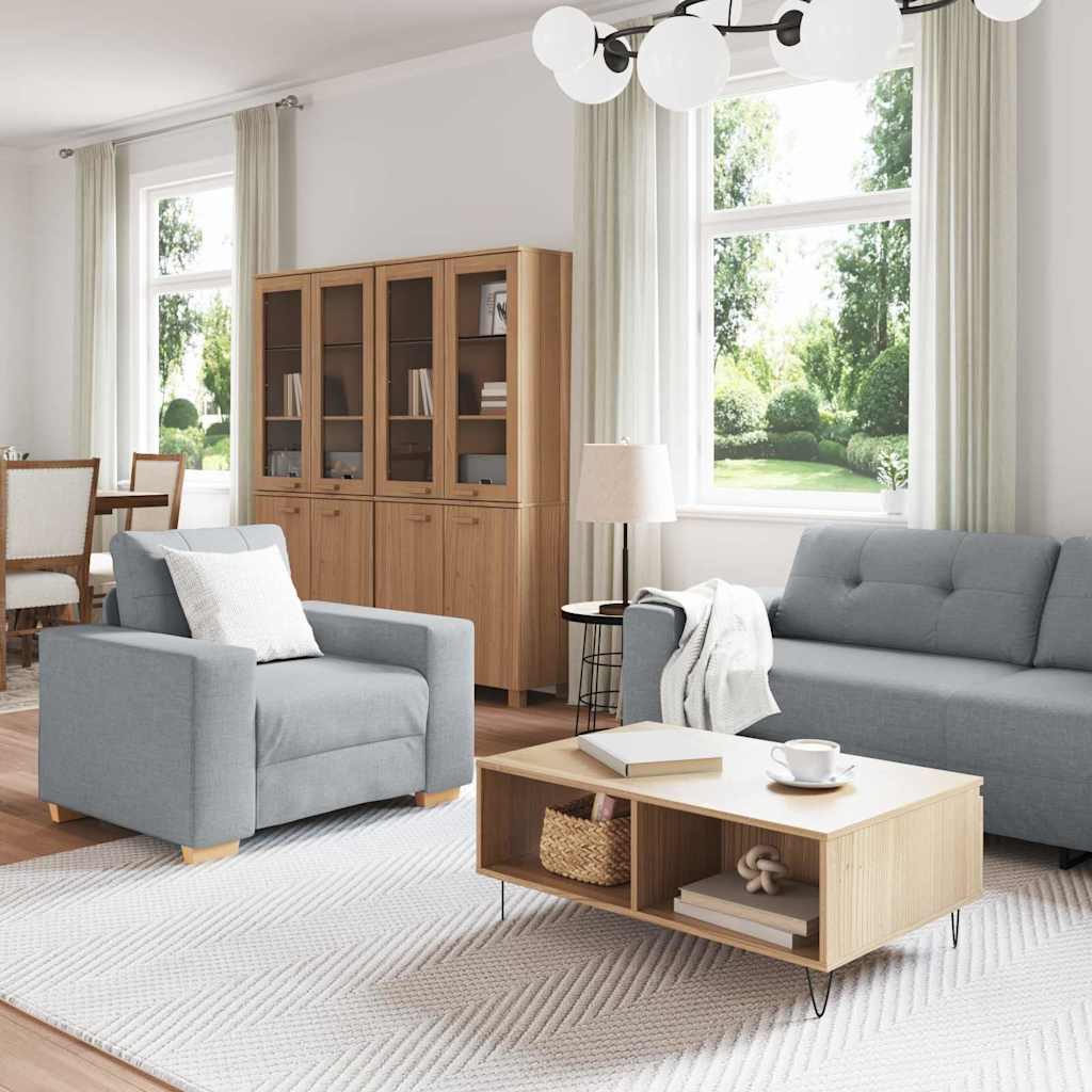 vidaXL Bankstel met kussen met kussen 3 pcs Grijs Stof