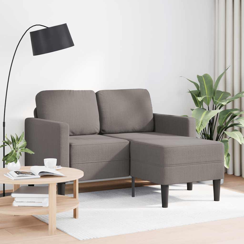 vidaXL 2-zitsbank met ligstoel L-vormig taupe 125 cm stof