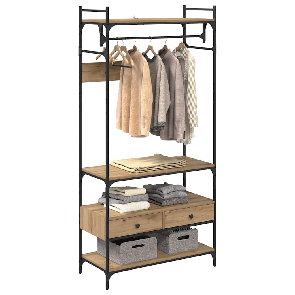 vidaXL Kledingkast met lade artisanaal eikenkleurig 89 x 39 x 184.5 cm