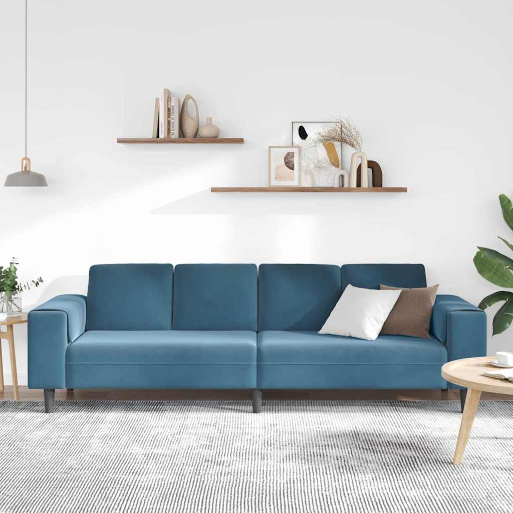 vidaXL Bankstel Blauw Fluweel
