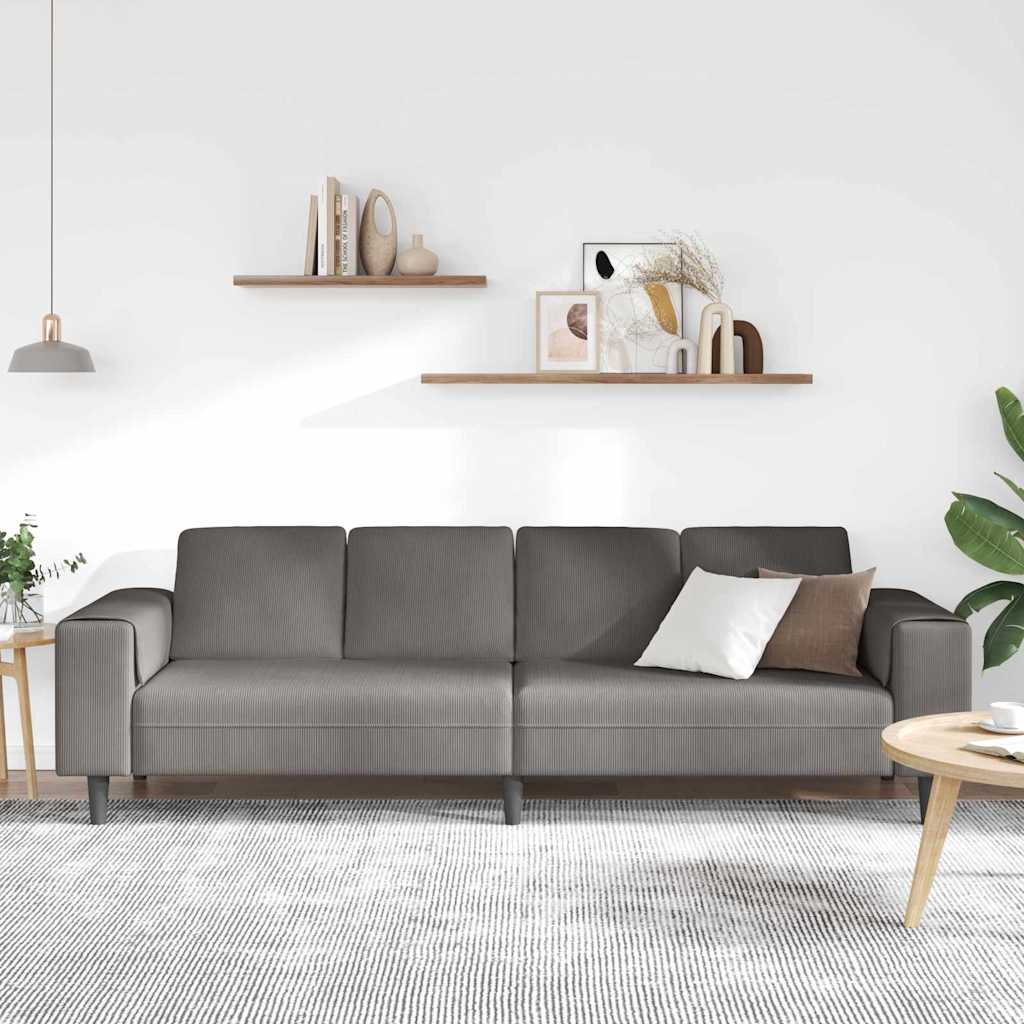 vidaXL Stoffen Bank met kussen Lichtgrijs 208 cm Katoenen stof