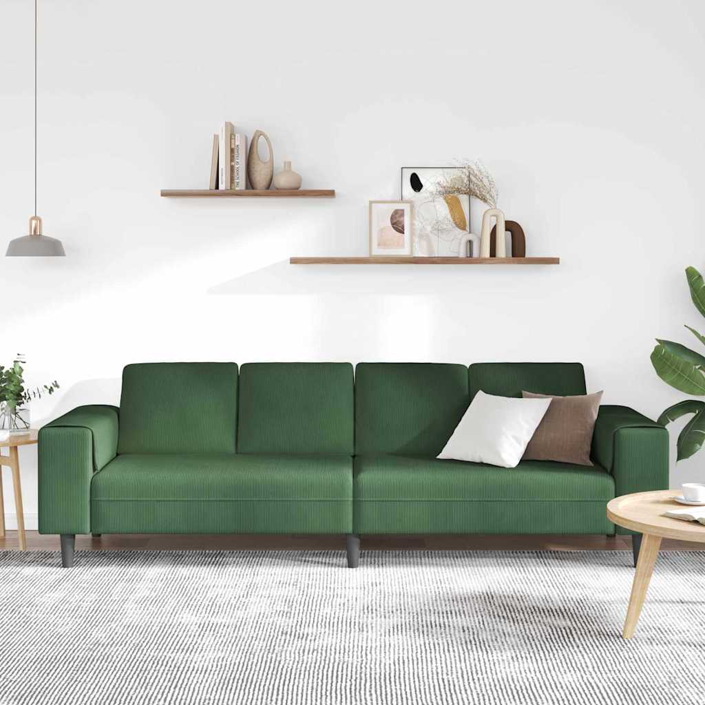 vidaXL Stoffen Bank met kussen Donkergroen 208 cm Katoenen stof