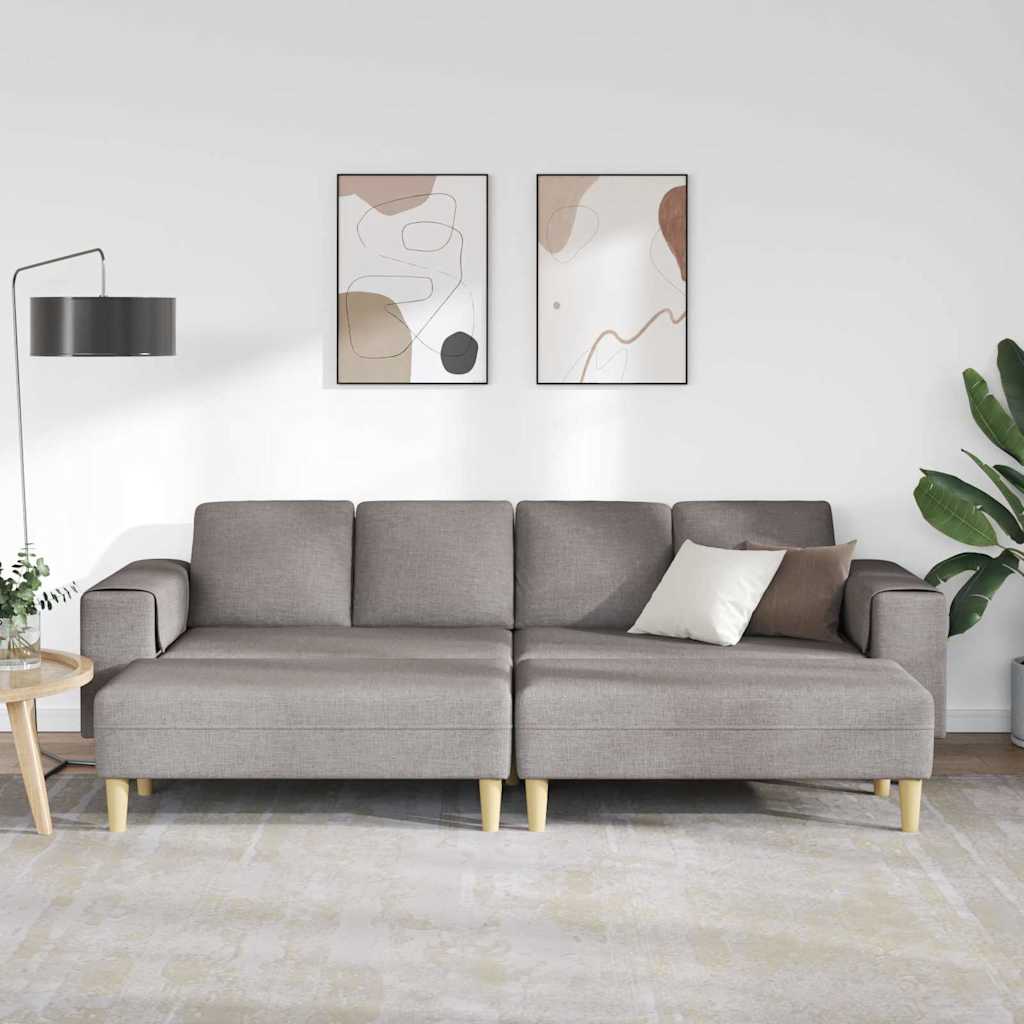 vidaXL Bankstel 3 pcs Taupe Stof