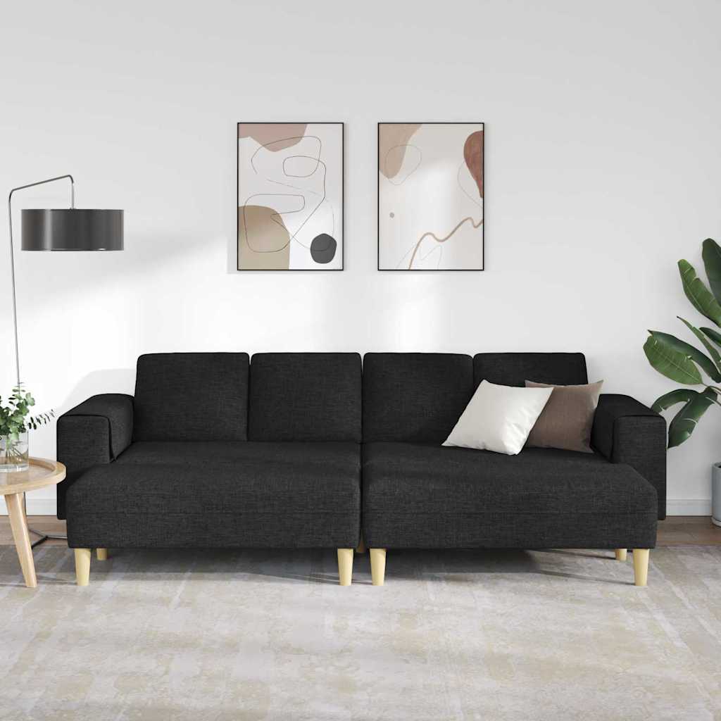 vidaXL Bankstel 3 pcs Zwart Stof