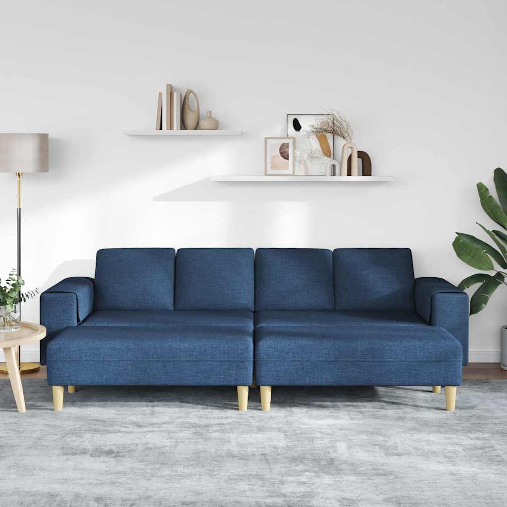 vidaXL Bankstel 3 pcs Blauw Stof