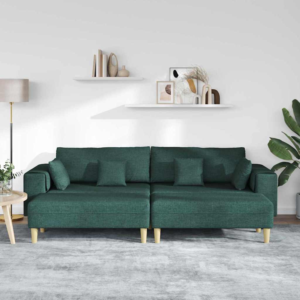 vidaXL Stoffen Bank met kussen 3 pcs Donkergroen 208 cm Stof