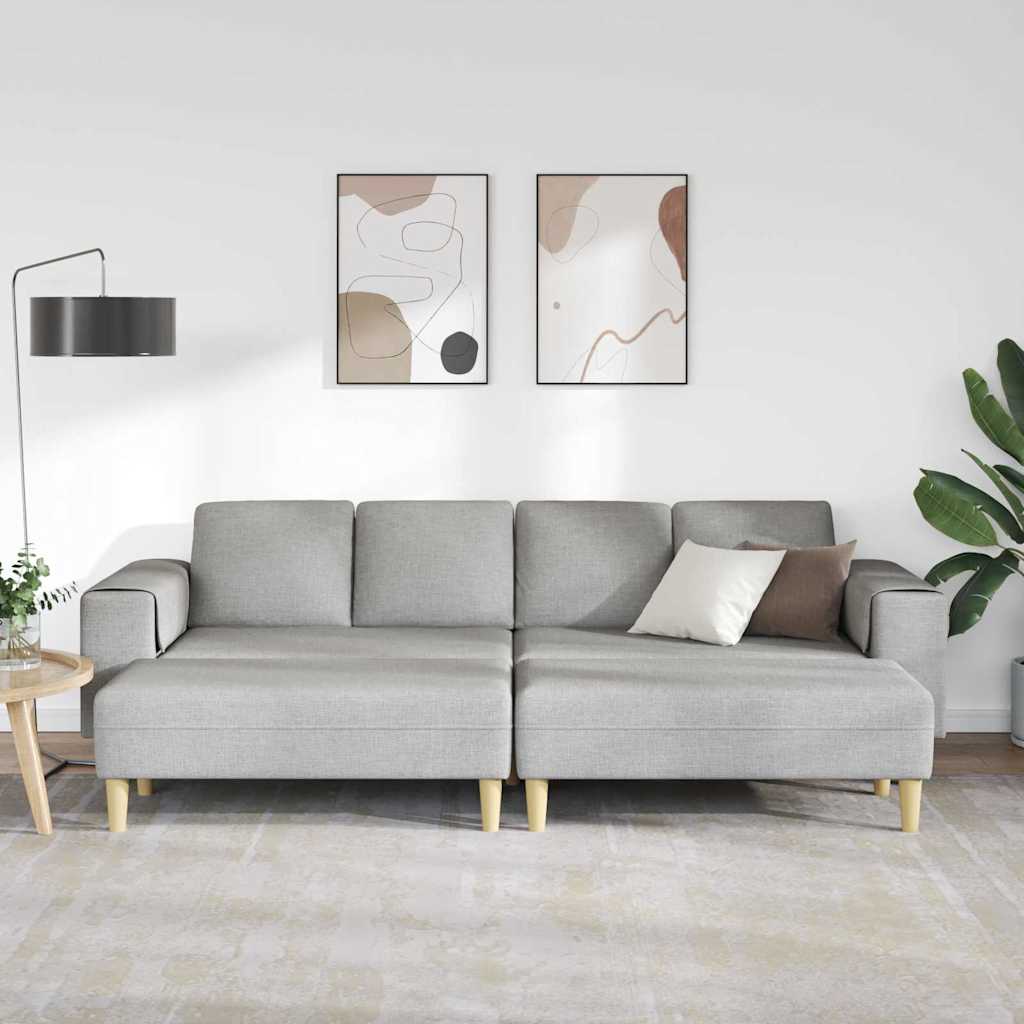 vidaXL Bankstel 3 pcs Wolken grijs Stof