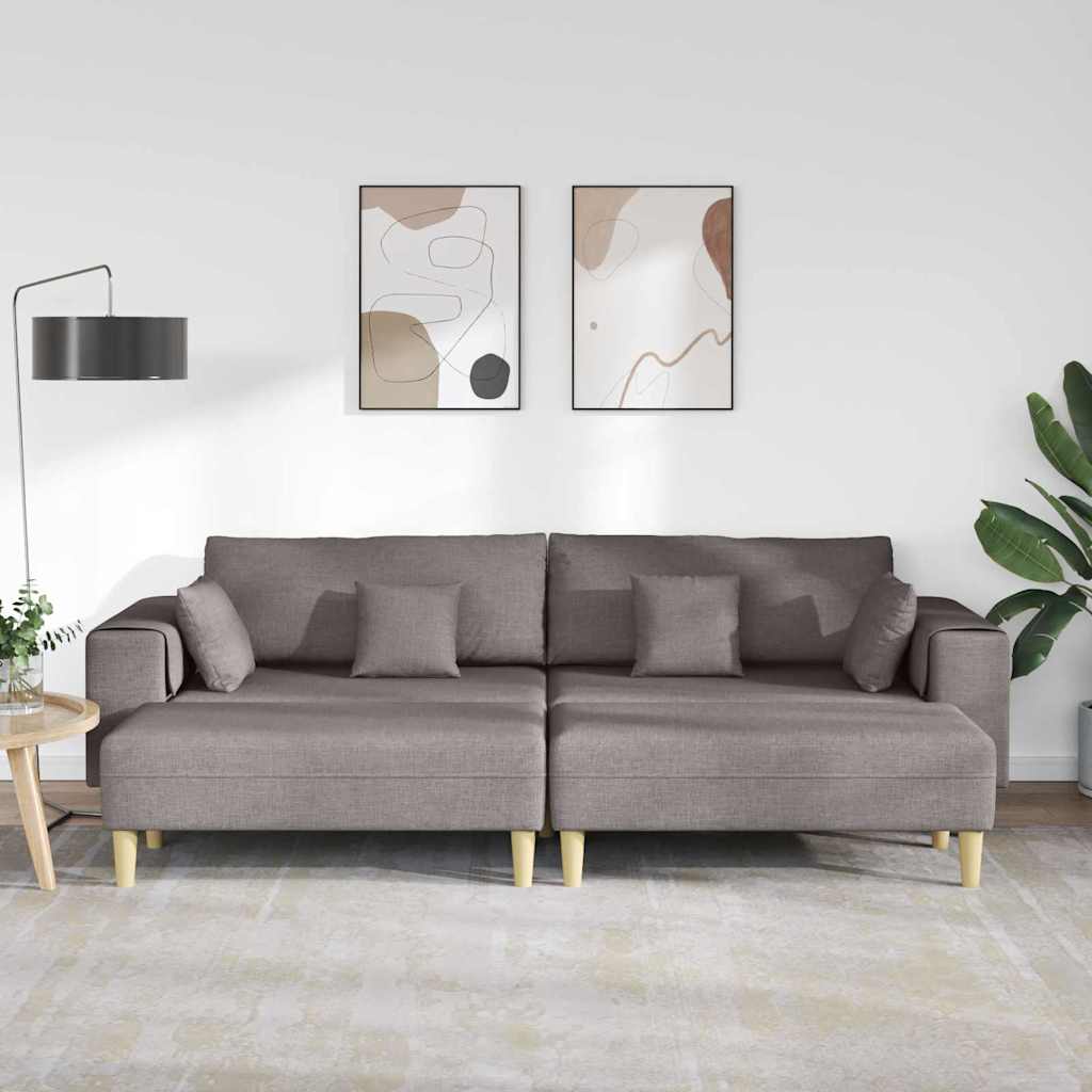 vidaXL Stoffen Bank met kussen 3 pcs Taupe 208 cm Stof