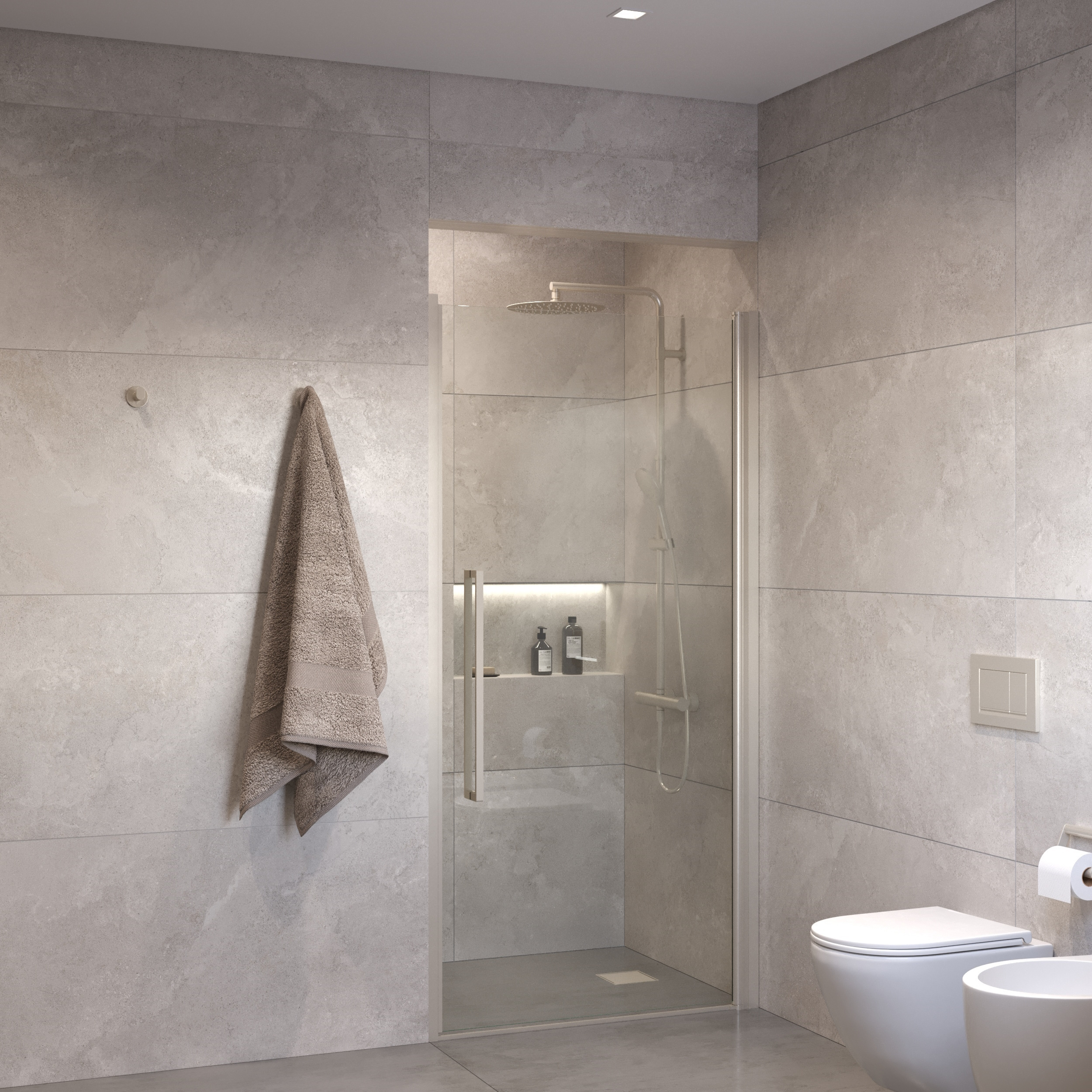 Sanivo Suno Nisdeur draaideur 100 cm RVS Look Helder Glas 8 mm Nano