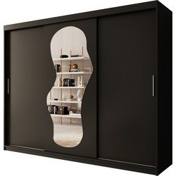 Meubella Kledingkast Ulysses - Zwart - 250 cm - Met spiegel