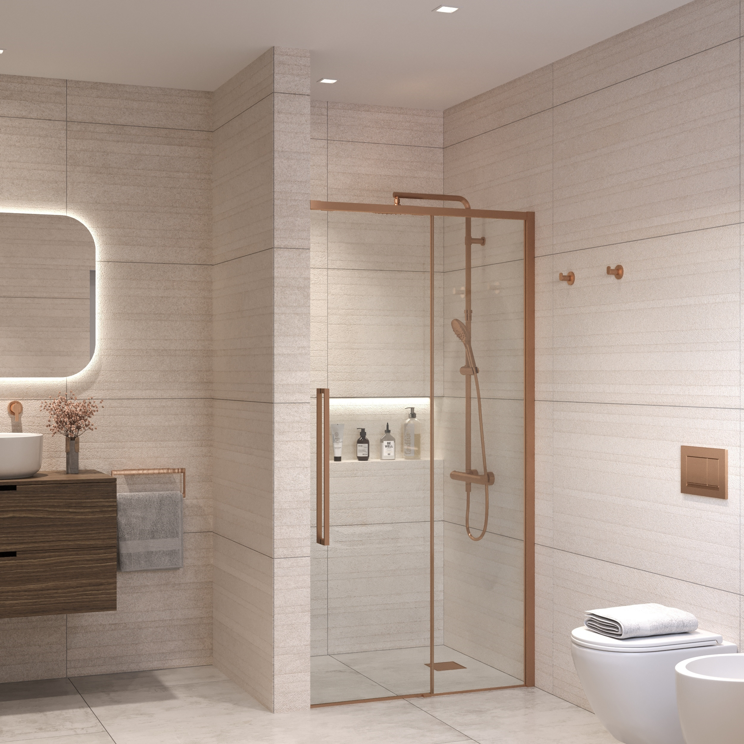 Sanivo Nisdeur  Nova Soft Close 130x200 cm Geborsteld Brons Helder Nano 8 mm