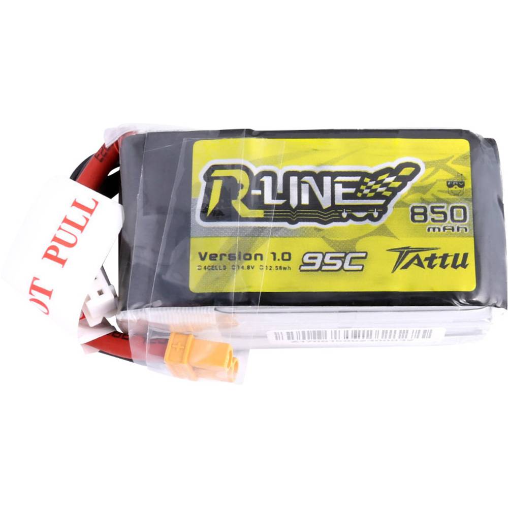 Tattu LiPo accupack 14.8 V 850 mAh Aantal cellen: 4 95 C Softcase XT30