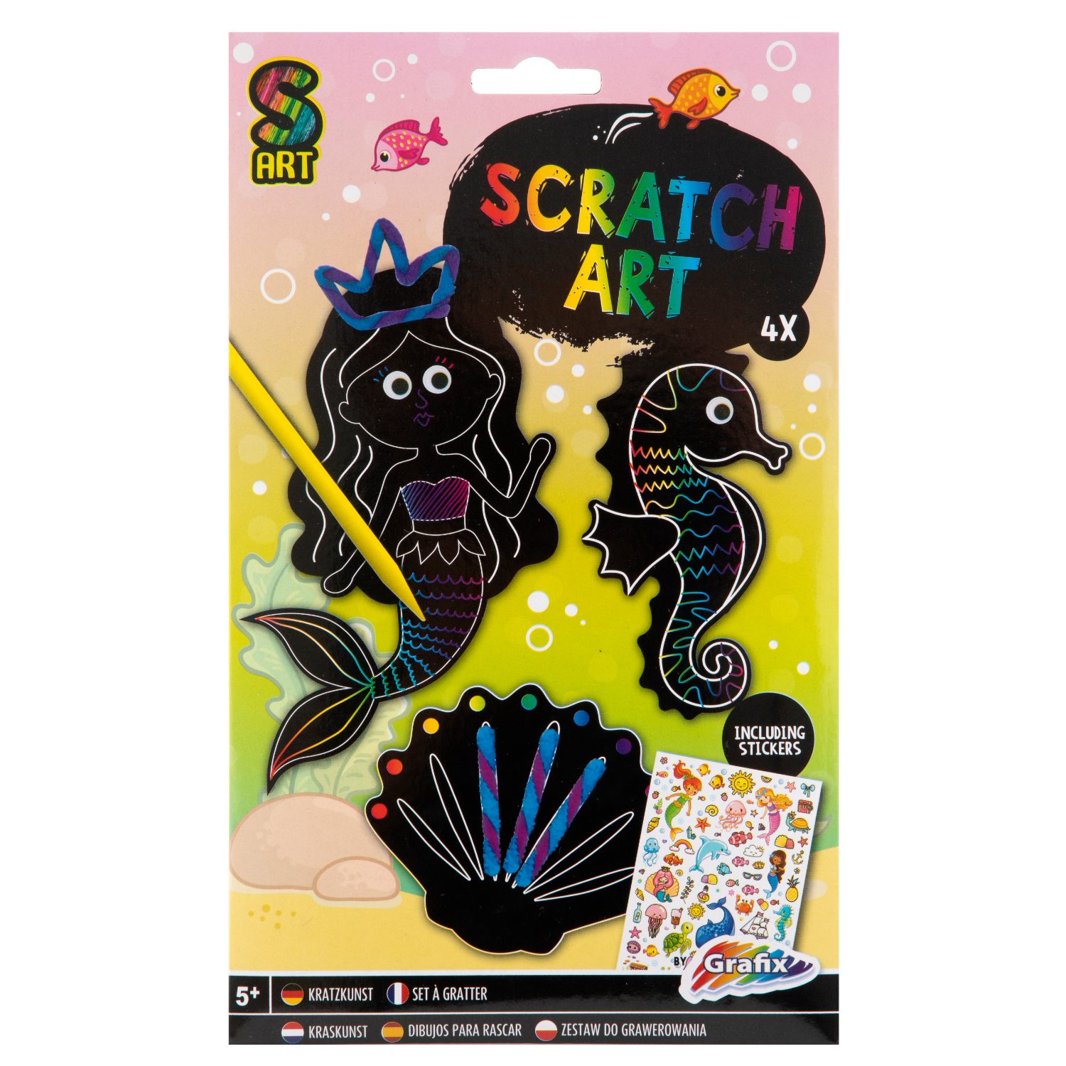 Top1Toys Scratch art met kleuren 7 delig 2 assorti