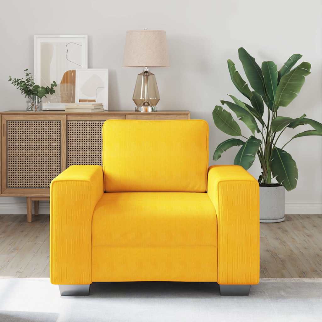 vidaXL Sofastoel Lichtgeel 60 cm Corduroy Stof