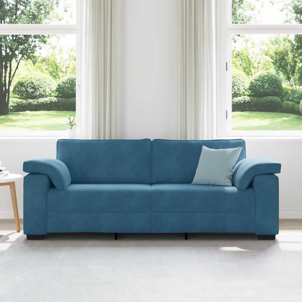 vidaXL 3-zitsbank blauw 178 cm fluweel