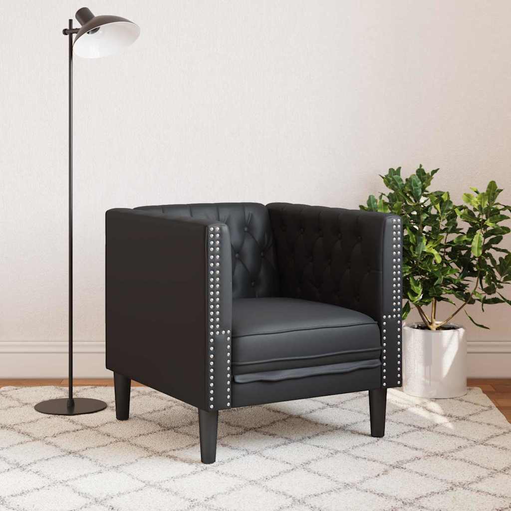 vidaXL Chesterfield Bank Stoel Zwart 71 x 74.5 x 70.5 cm Kunstleer