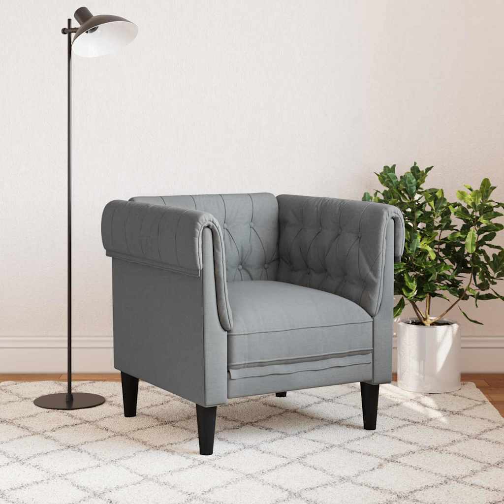 vidaXL Chesterfield Bank Stoel Lichtgrijs 78.5 x 74.5 x 74.5 cm Stof