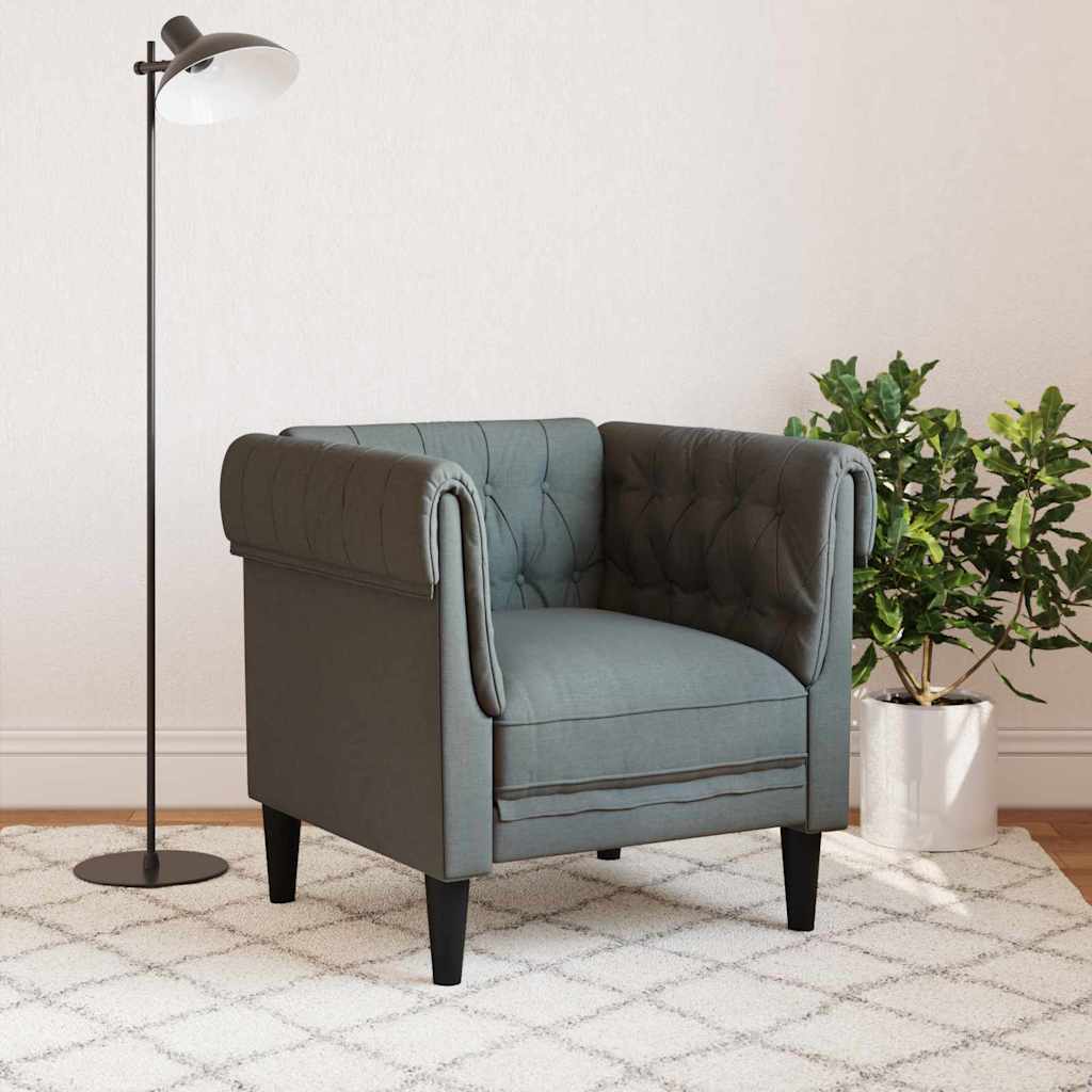 vidaXL Chesterfield Bank Stoel Donkergrijs 78.5 x 74.5 x 74.5 cm Stof