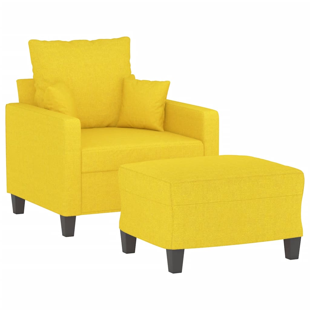 vidaXL Fauteuil met voetenbank 60 cm stof lichtgeel