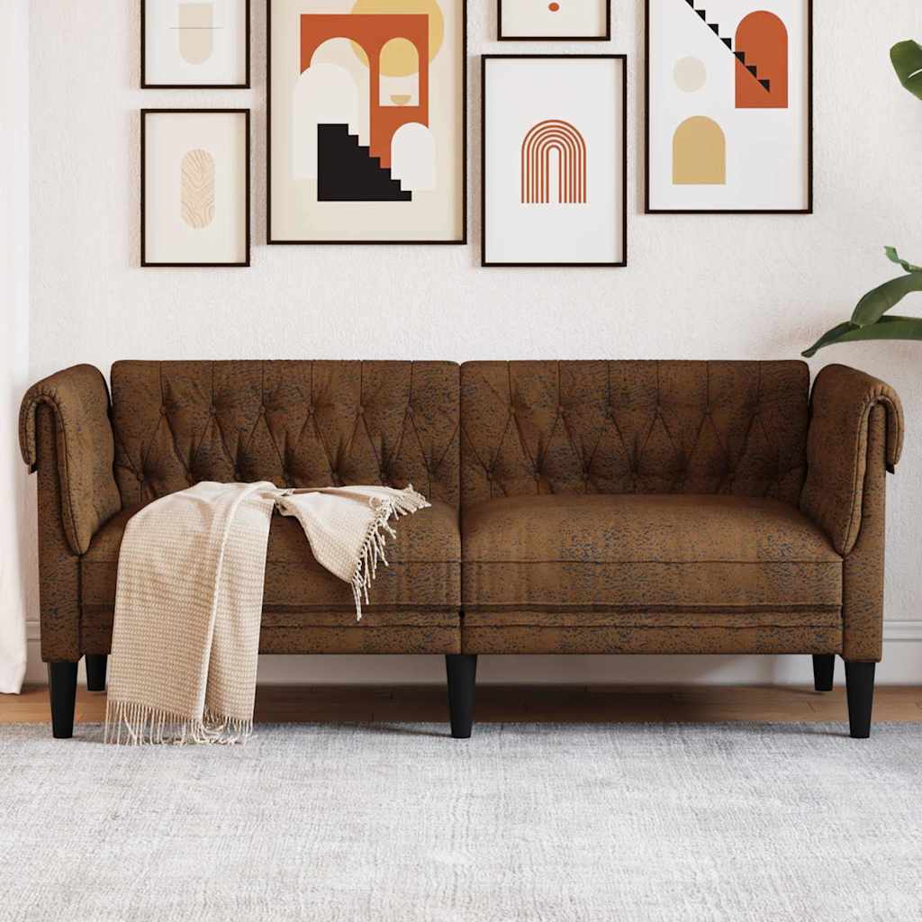 vidaXL Chesterfieldbank Bruin 182.5 x 74.5 x 74.5 cm Faux suede leer